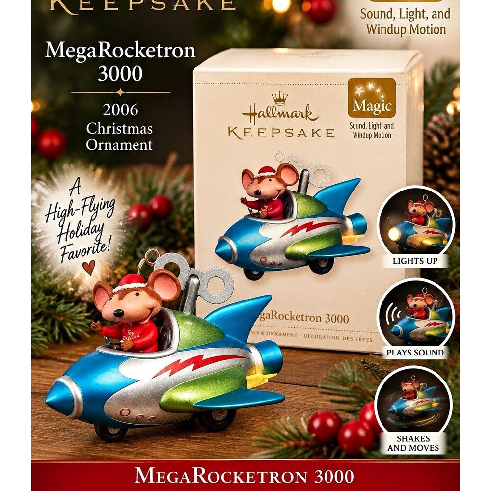 Hallmark Keepsake MegaRocketron 3000 2006 Magic Light Musical Wind Up QLX7583